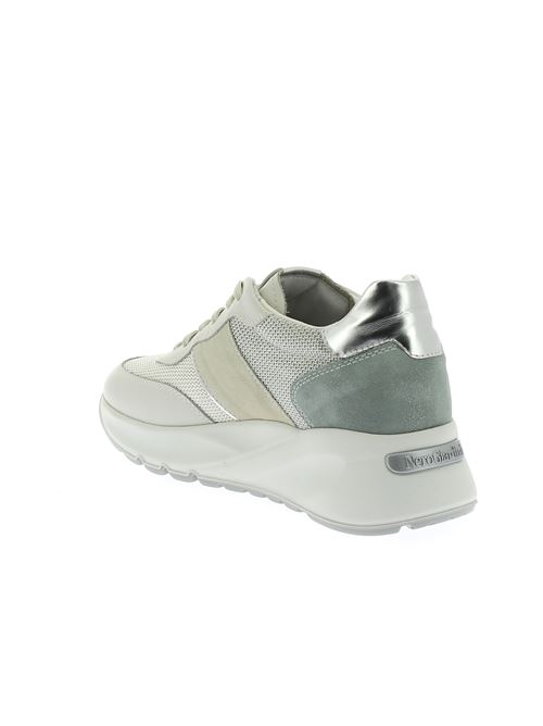 sneakers da donna in pelle e tessuto bianco panna NERO GIARDINI | E409852D713